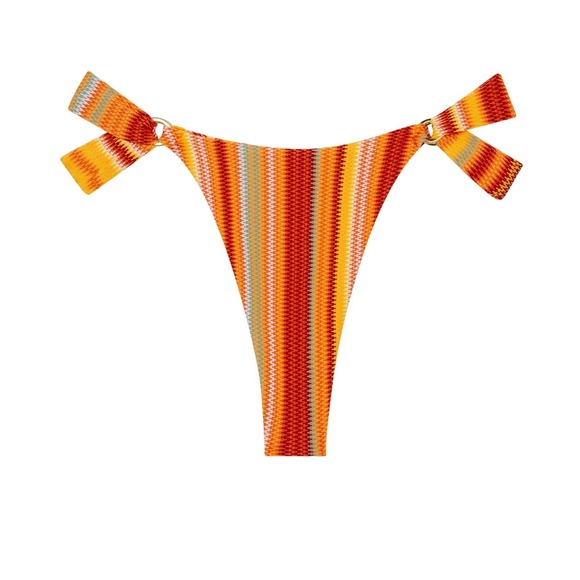 Monday Swimwear Other - Monday Swimwear Orange Red Striped Tie-Side Bikini Bottom